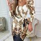 Baroque Print Gigot Sleeve Bodycon Dress