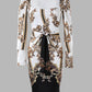 Baroque Print Gigot Sleeve Bodycon Dress