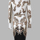 Baroque Print Gigot Sleeve Bodycon Dress