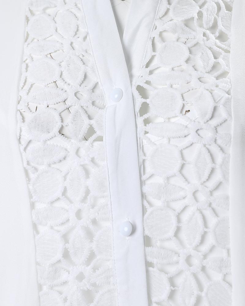 Guipure Lace Patch Shirt Dress With Cami Dress