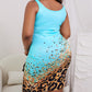 Contrast Leopard U Neck Sleeveless Bodycon Dress