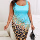 Contrast Leopard U Neck Sleeveless Bodycon Dress
