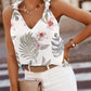 Tropical Print Knotted Detail V Neck Tank Top