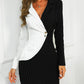 Contrast Color Striped Insert Blazer Dress