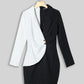 Contrast Color Striped Insert Blazer Dress