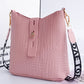 Crocodile Letter Tape Strap Crossbody Shoulder Bag