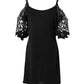 Contrast Lace Cold Shoulder Casual Dress