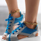 Contrast Paneled Cutout Lace up Muffin Sandals