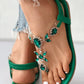 Gem Stone Toe Post Ankle Strap Sandals