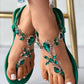 Gem Stone Toe Post Ankle Strap Sandals