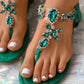 Gem Stone Toe Post Ankle Strap Sandals
