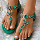 Gem Stone Toe Post Ankle Strap Sandals