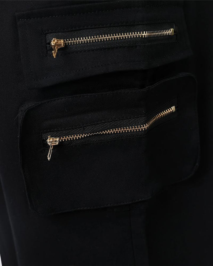 Zip Pocket Design High Waist Cargo Pants