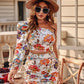 Puff Lantern Sleeve Floral Print Cutout One Shoulder Dress