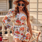 Puff Lantern Sleeve Floral Print Cutout One Shoulder Dress