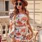 Puff Lantern Sleeve Floral Print Cutout One Shoulder Dress