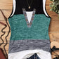 Colorblock Fake Two Piece Button Front Tank Top
