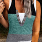 Colorblock Fake Two Piece Button Front Tank Top