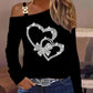 Studded Heart Pattern Cold Shoulder Top