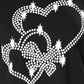 Studded Heart Pattern Cold Shoulder Top