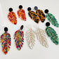 1Pair Leaf Shaped Tassel Drop Earrings