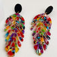 1Pair Leaf Shaped Tassel Drop Earrings