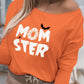 Halloween Letter Print Long Sleeve Top