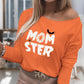 Halloween Letter Print Long Sleeve Top