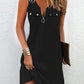Pearls Decor Zipper Fly Casual Dress