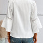 Cold Shoulder Contrast Lace Bell Sleeve Top