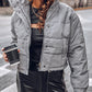 Button Zipper Design Long Sleeve Gilet Puffer Jacket