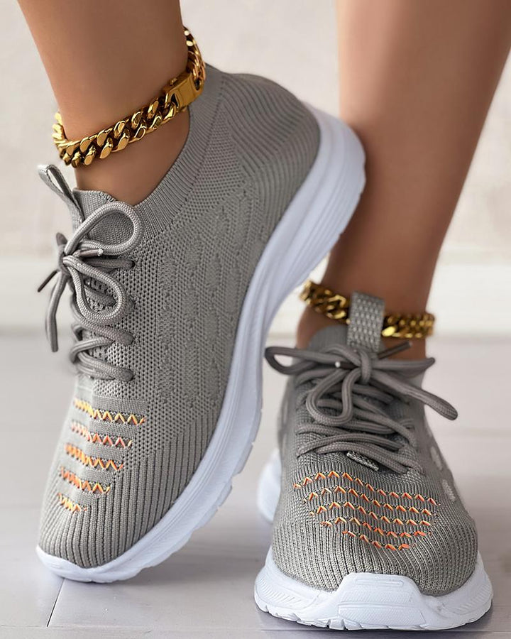 Hollow Out Lace up Slip On Breathable Sneakers