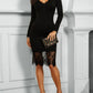 Eyelash Lace Splicing Long Sleeve Dress