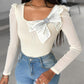Bowknot Decor Long Sleeve Top