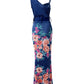 Floral Print High Slit Drawstring Maxi Dress