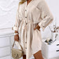 Roll Up Sleeve Buttoned Shirt Dress