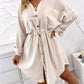 Roll Up Sleeve Buttoned Shirt Dress