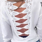 Cutout Contrast Lace Long Sleeve Top