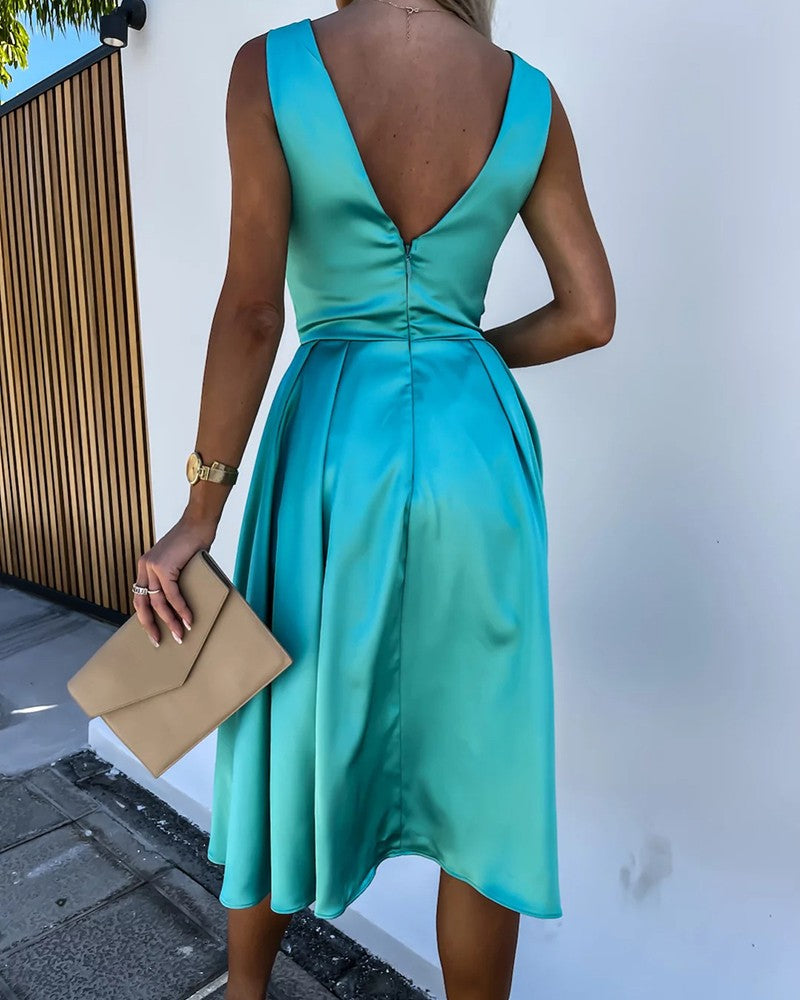 Backless Ruched Satin Party Dress