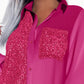 Contrast Sequin Pocket Design Shirt Dress