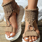 Braided Knit O Ring Cutout Platform Sandals
