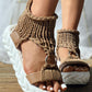 Braided Knit O Ring Cutout Platform Sandals