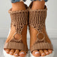 Braided Knit O Ring Cutout Platform Sandals