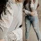 Contrast Lace Button Decor Top