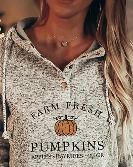 Halloween Pumpkin Letter Print Pocket Design Hoodie