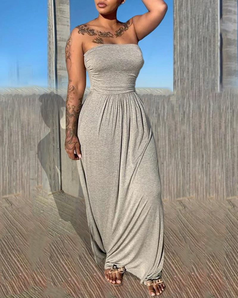Bandeau Ruched Sleeveelss Maxi Dress