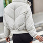 Stand Collar Beaded Quilted Puffer Coat