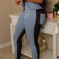 Striped Mesh Skinny High Waist Jeans