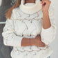 Hollow Out High Neck Long Sleeve Knit Sweater