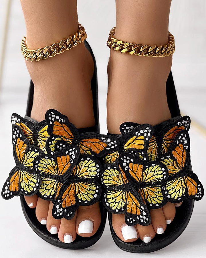 Embroidery Butterfly Slippers Fashionable Summer Sandals